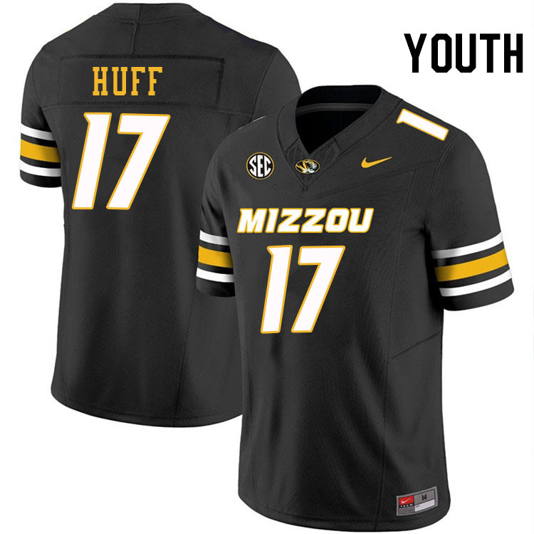 Youth #17 Brian Huff Missouri Tigers College Football Jerseys Stitched-Black